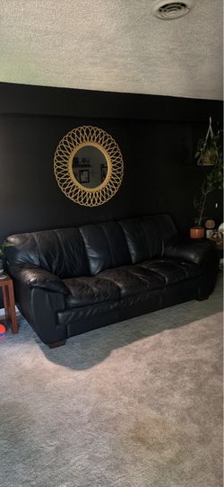 Black leather couch