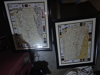 Framed maps of Napa Valley