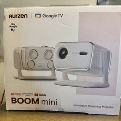 Aurzen BOOM Mini Smart Projector w/ Google TV + 100” Screen