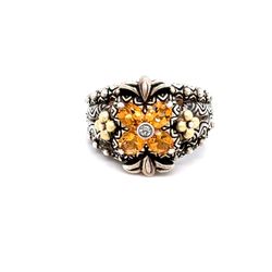 925/18k Barbara Bixby Citrine Flower Ring