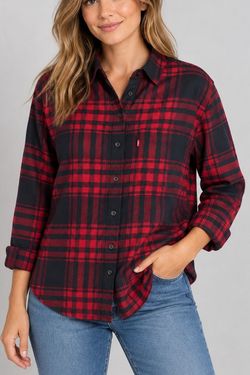 Levi's Henri Flannel Women's M Red Black Plaid Cotton Overshirt Grunge