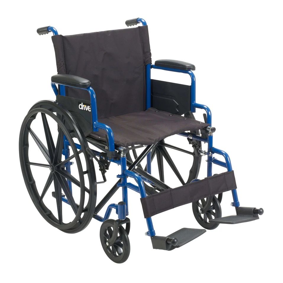 Drive Black/Blue 20” Wheelchair with elevating foot rests & additional seat cushion in the box!