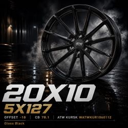 🔥 20X10 ATW KURSK WATWKUR1060112 GLOSS BLACK Wheels 🔥