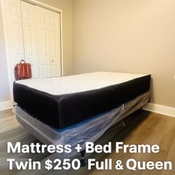 Queen Mattress • Box Spring • Bed Frame (Rails)  📦  🚚 Same Day Delivery