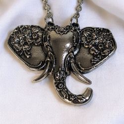 African Elephant Flower Pendant Necklace 