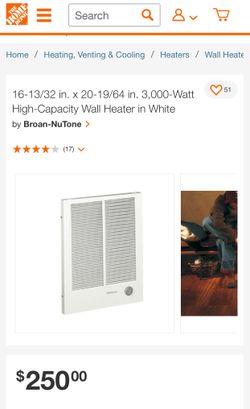 Good working big wall Cadet Heater with case & cover 3000 watts