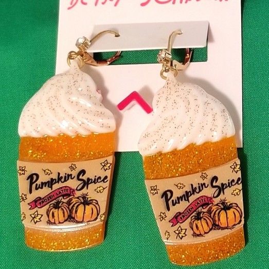 Betsey Johnson Pumpkin Spice Latte Earrings