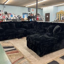 Brand New Comfy Corduroy Pullout Sectional Set 