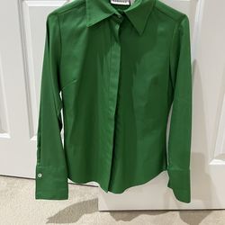 Farinaz Taghavi Women’s Long Sleeve Emerald Green Blouse (size 4)