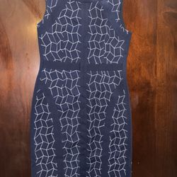 DM Collection Stitch Fix Women’s Size 10 Sunni Sheath Dress Navy White Geometric