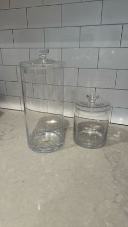 Crate and Barrel Glass Canister Set