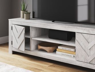 Cayboni Whitewash LG TV Stand w/Fireplace Option