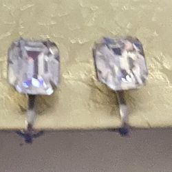 Vintage 40’s Emerald Cut Rhinestone Earrings 