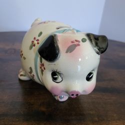 Vintage Piggy Bank Floral Print 