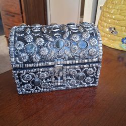Agate GEMSTONE silver plated CHEST BOX 8"