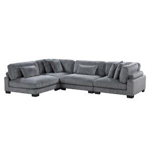 New Sectional Grey Corduroy Plus