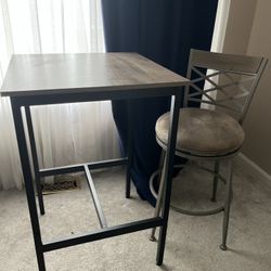 Bar Table, 23.6 x 23.6 x 36” and  Hutchinson Swivel Counter Height Stool, Pewter ( $50 - Both )