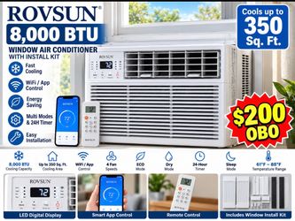 ROVSUN 8,000 BTU Smart Window Air Conditioner – WiFi/App Control – 115V – New