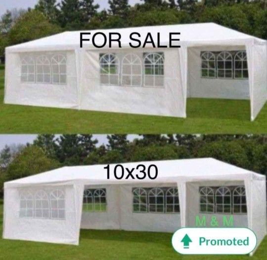 10'x 30' White Gazebo Wedding Party Tent Canopy with 6 Windows & 2 Sidewalls-8