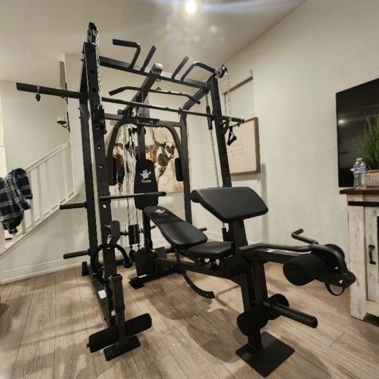 Vesta Smith Machine 1001 | Adj Bench W/ Leg Developer And Preacher Station |Gym Equipment | Fitness | Pulleys|🔴WEIGHTS AND BARBELL SOLD SEPARATELY 🔴