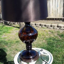 Pier One brown Tortoise style glass lamp