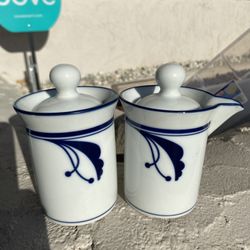 Dansk BayBerry Blue & White Creamer & Sugar 