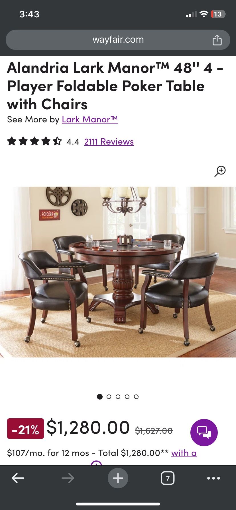 Poker Table & Chairs 