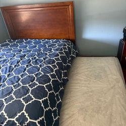 Full bed frame with trundle and mattress