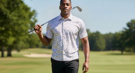 New Greg Norman Golf Polo Men’s XL White Patriotic Print Short Sleeves NWT
