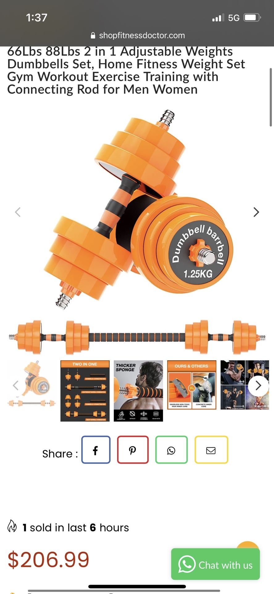 Gruper Adjustable Dumbbell Set $50 On Sale !!!