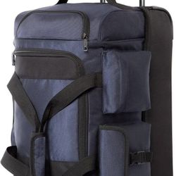 Coolife Rolling Duffel Travel Duffel Bag Wheeled Duffel Suitcase Luggage 8 Pockets 30in Blue

