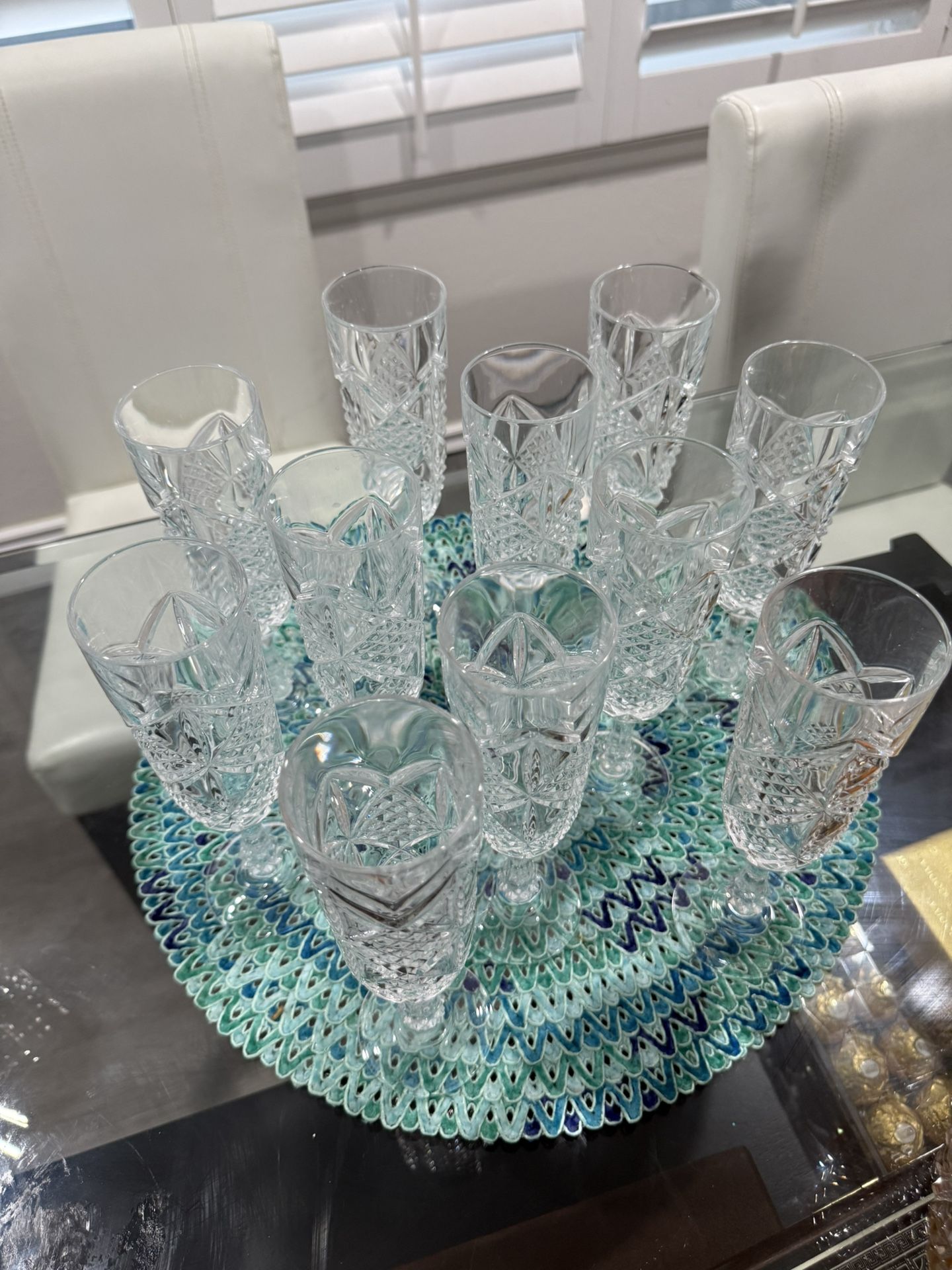 Vintage Cut Crystal Champagne Flutes β Set of 11