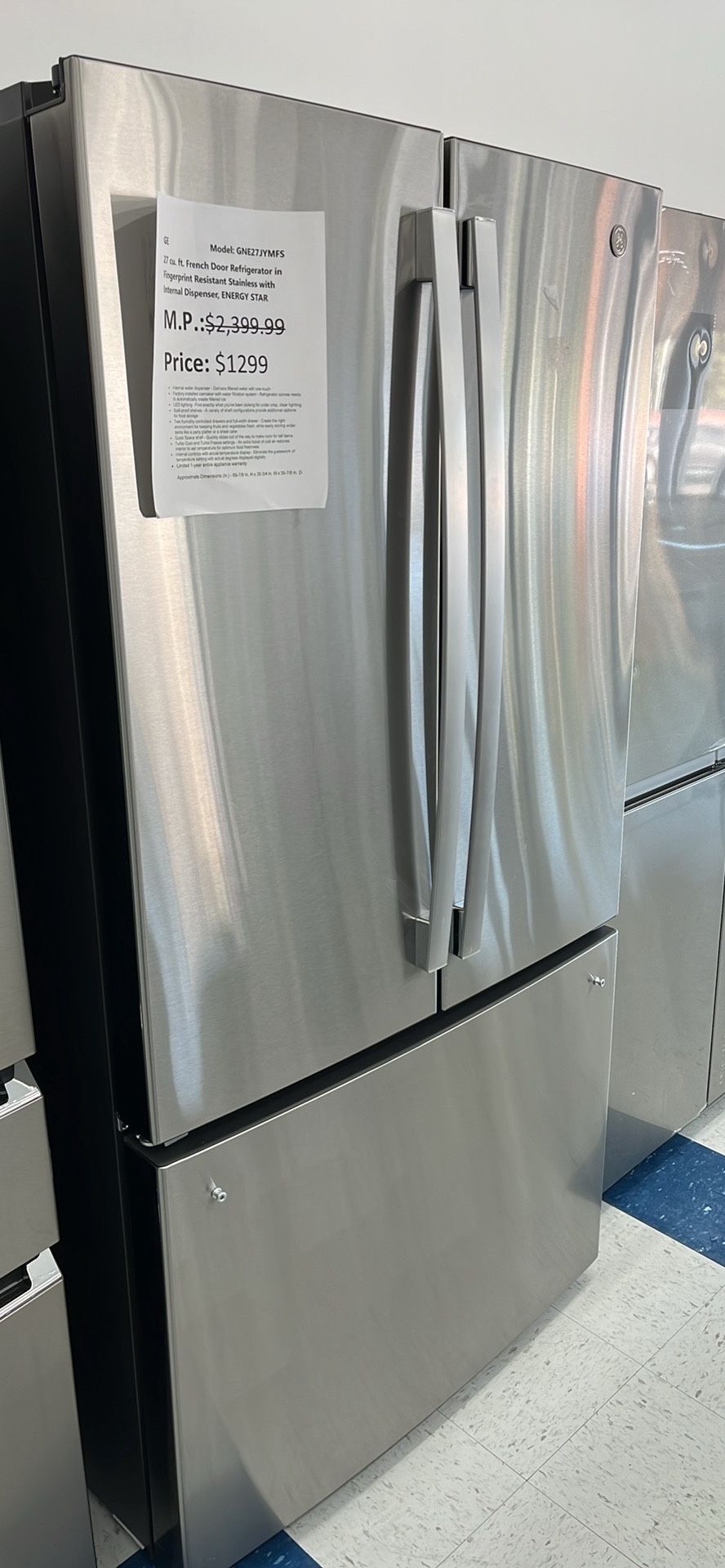 💥Great Deal💥 27 cu. ft. French Door Refrigerator in Fingerprint Resistant Stainless with Internal Water Dispenser
