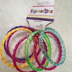 Multicolored bangled party bracelets, set of 7
