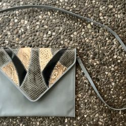 Vintage Made In Argentina 100% Genuine Leather Convertible Envelope Clutch Purse  