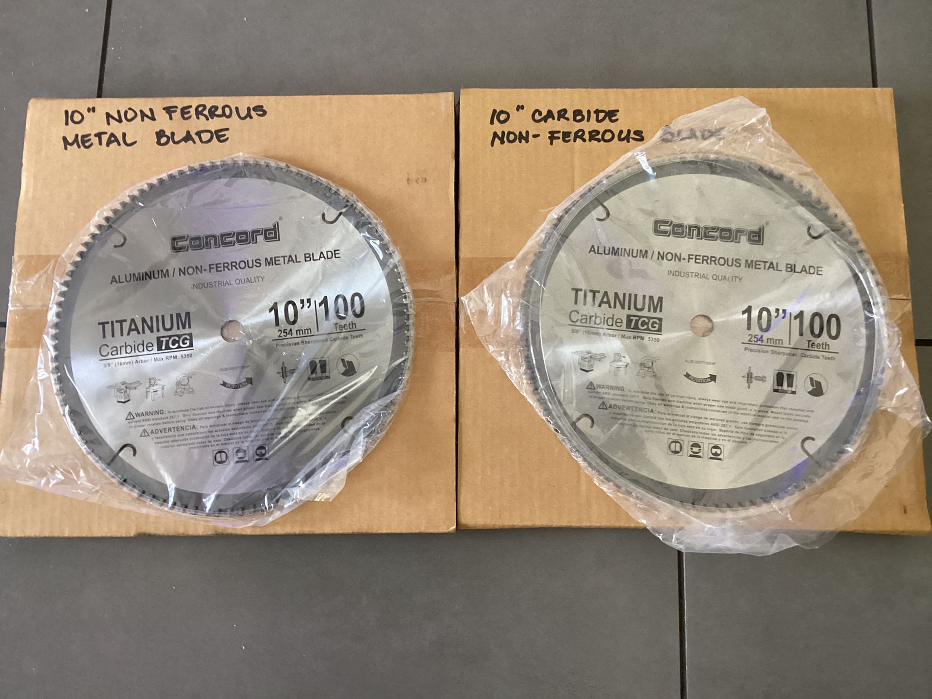 NEW 10” Aluminum / Non- Ferrous Metal Blades (2)  -  $40