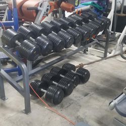 Troy Pro Style Rubber Coated dumbbells 105 To 135 W Rack $3000 Mercedes Tx