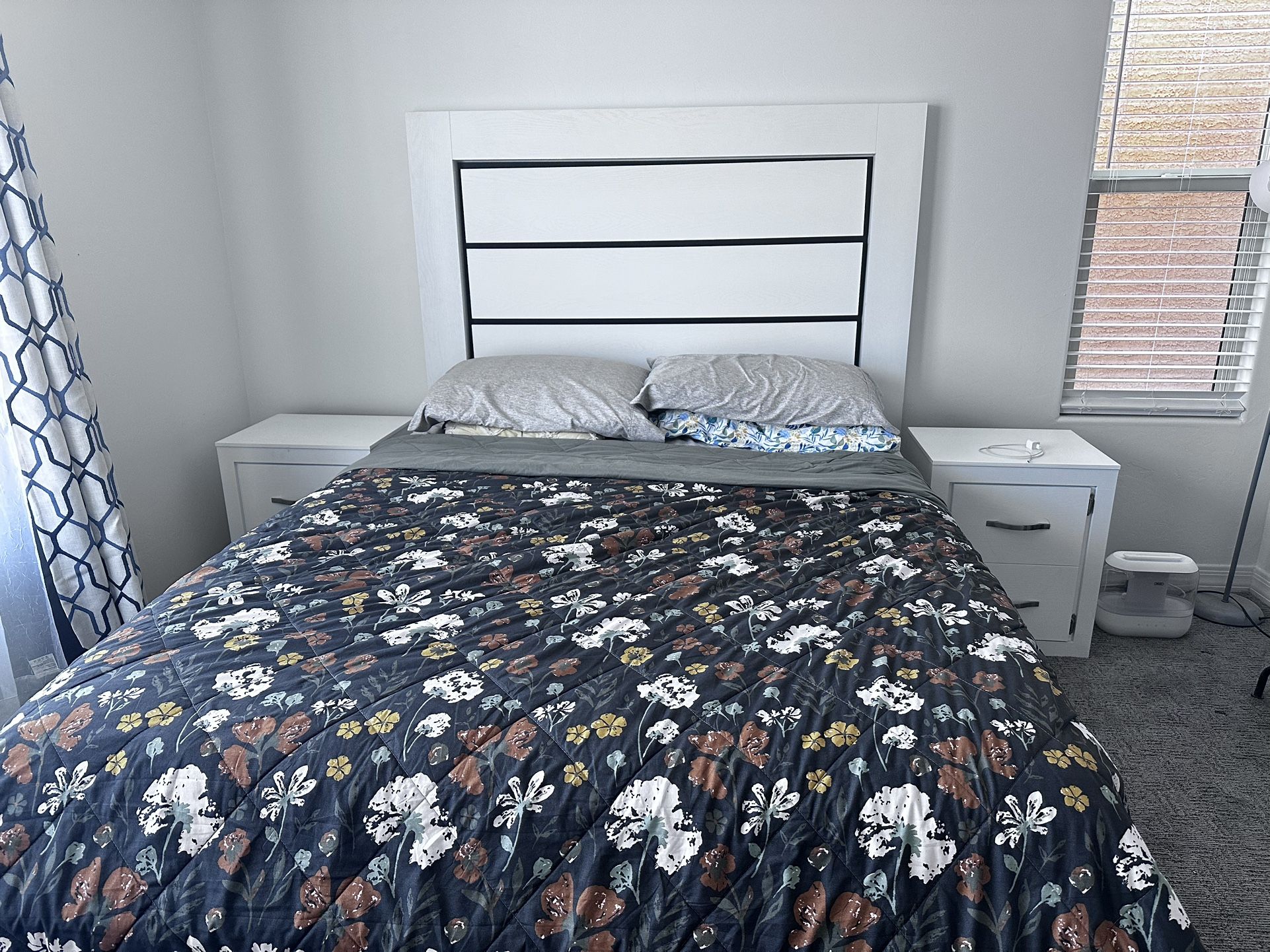 Queen bed Frame Set With Night Stand