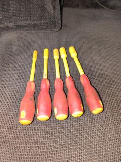 WESTWARD Set of 5 Insulated Nut Driver Screwdrivers