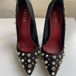 Black Studded Heels Size 7