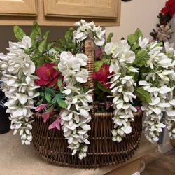 Large Handmade Artificial Flower Basket. 