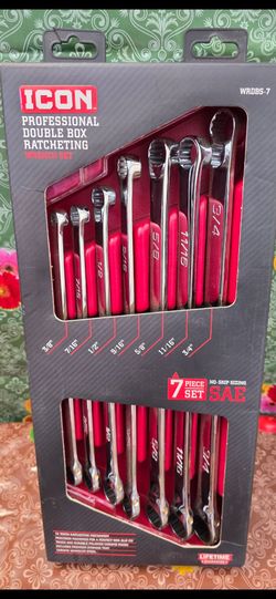 ICON Extra Long Professional SAE Double Box Ratcheting Wrench, 7 Piece