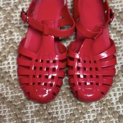 Kalli Angel-Low Flat Gladiator Summer Shoes Jelly Sandals Red Sz 9