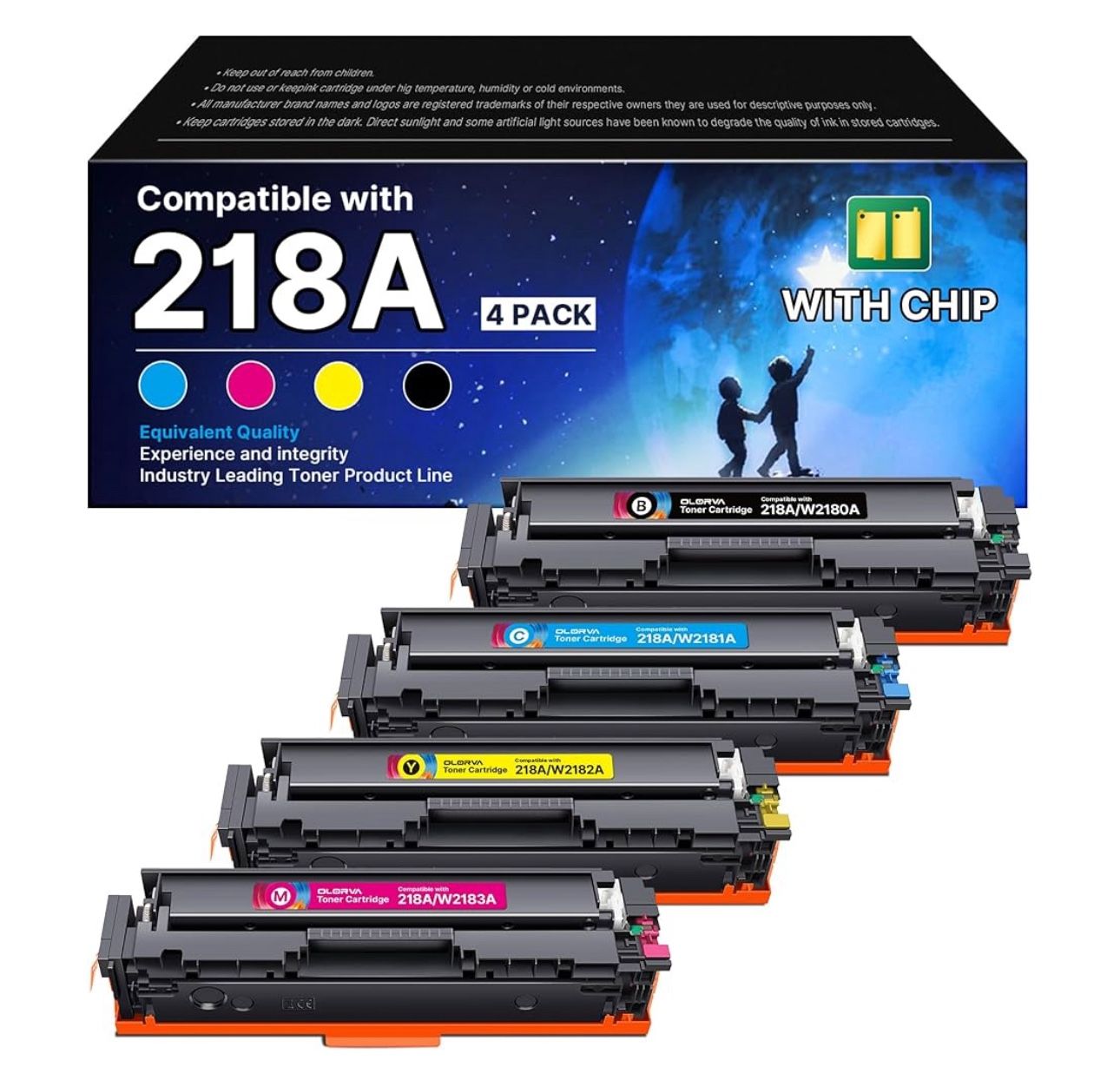 218A Toner Cartridges 4 Pack(with chip) Replacement for HP