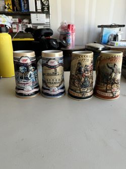  Lot Of 4 Vintage Miller Beer Steins 7” Tall