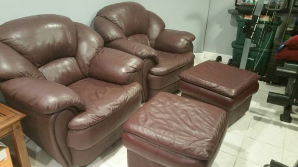 Two Italian Leather Chairs With Ottomans For In Chicago Il Offerup