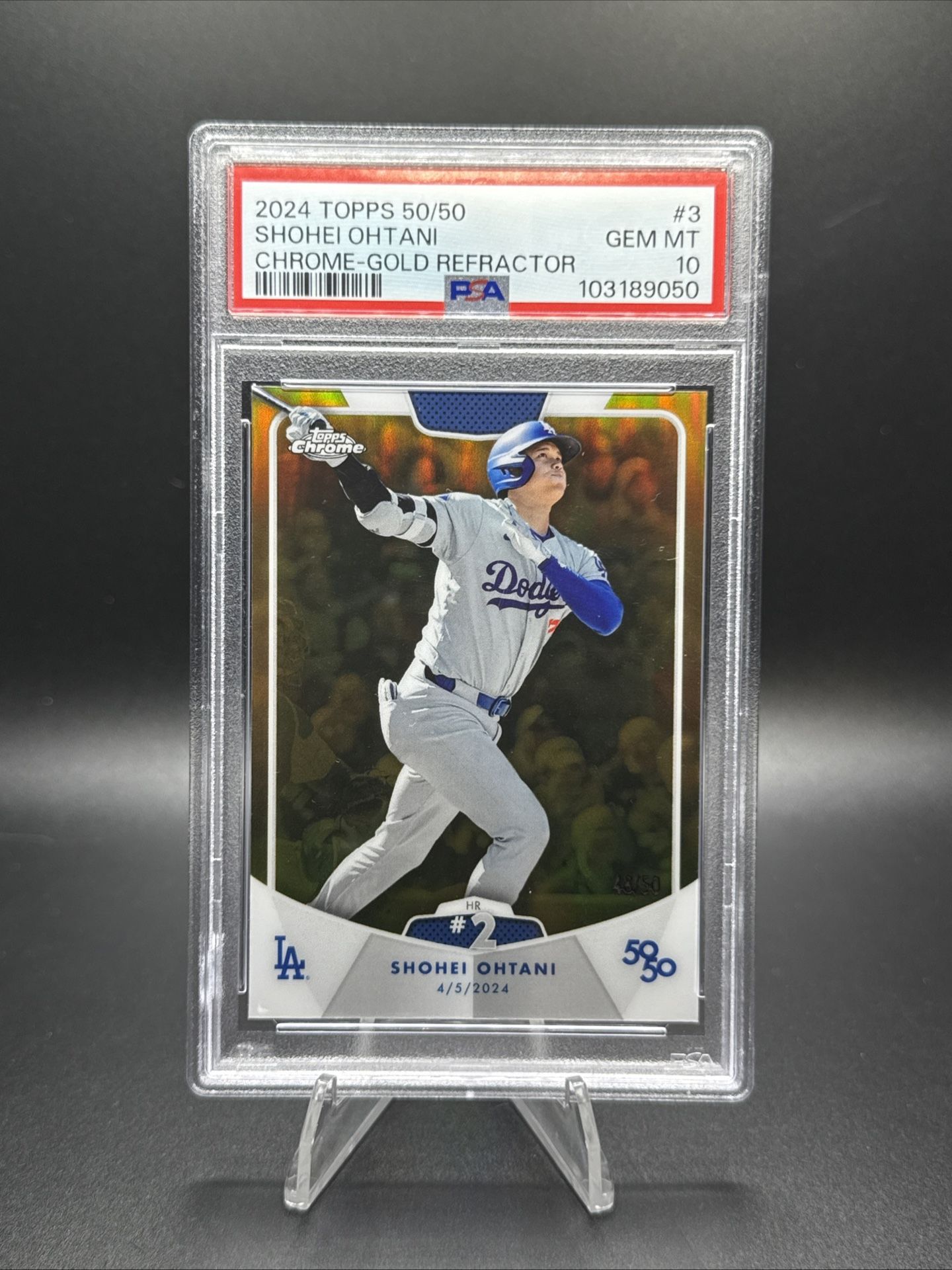 2024 Topps 50/50 #3 - Shohei Ohtani HR 2 Gold /50 GEM MT 10 Pop 2