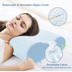 Anvo Memory Foam Pillow, Neck Contour Cervical Orthopedic Bed Pillow for Sleeping Side Back Stomach Sleeper, Ergonomic Design for Neck and Shoulder Pa