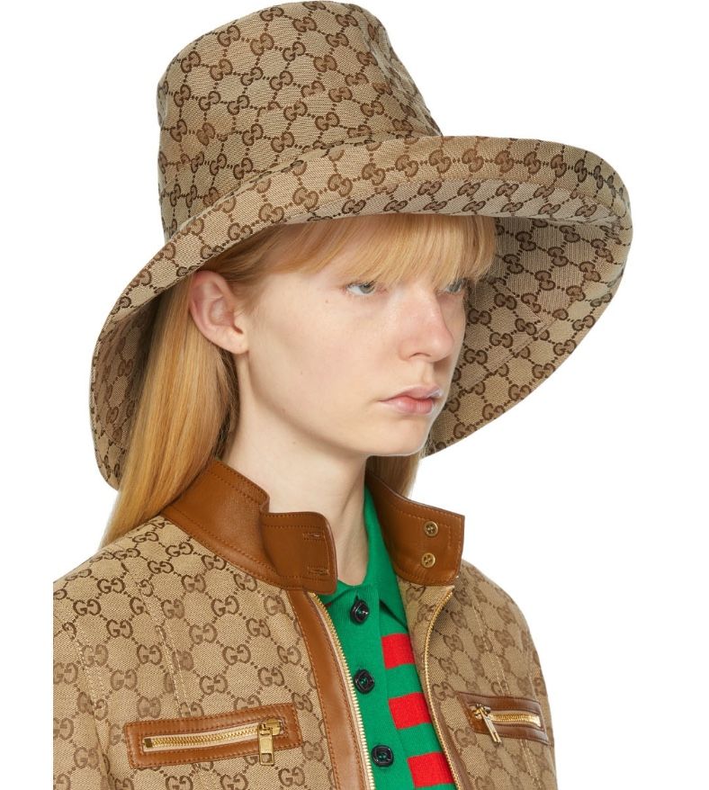 Gucci GG Beige Canvas Denim Wide Large Brim Monogram  display picture 1