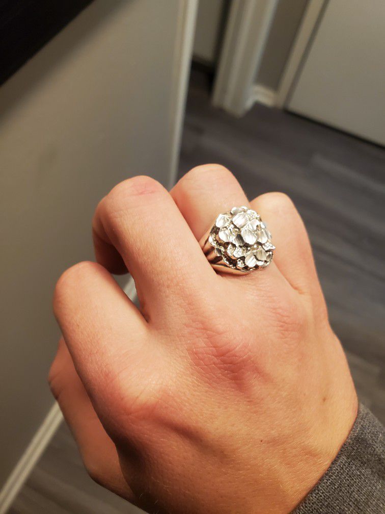 Real 925 silver nugget ring